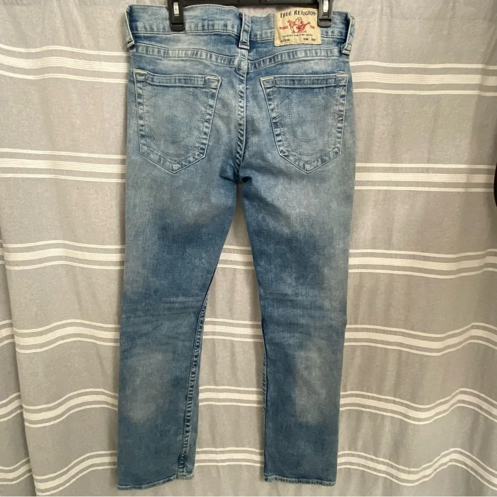 TRUE RELIGION / Mens Ricky Straight Leg Medium Washed Jeans Distressed Size 32